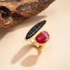 IngeSight.Z 2026 Unique Inlaid Resin Acrylic Opening Ring Creative Irregular Geometry Adjustable Knuckle Ring Daily Wear Jewelry