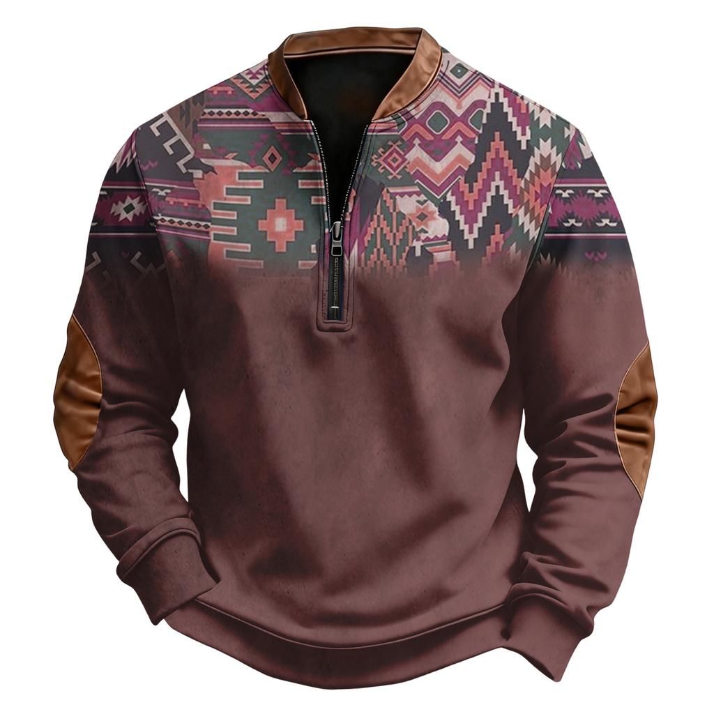 Men's Print Pullover Southwestern Western Long Sleeve Sweatshirt