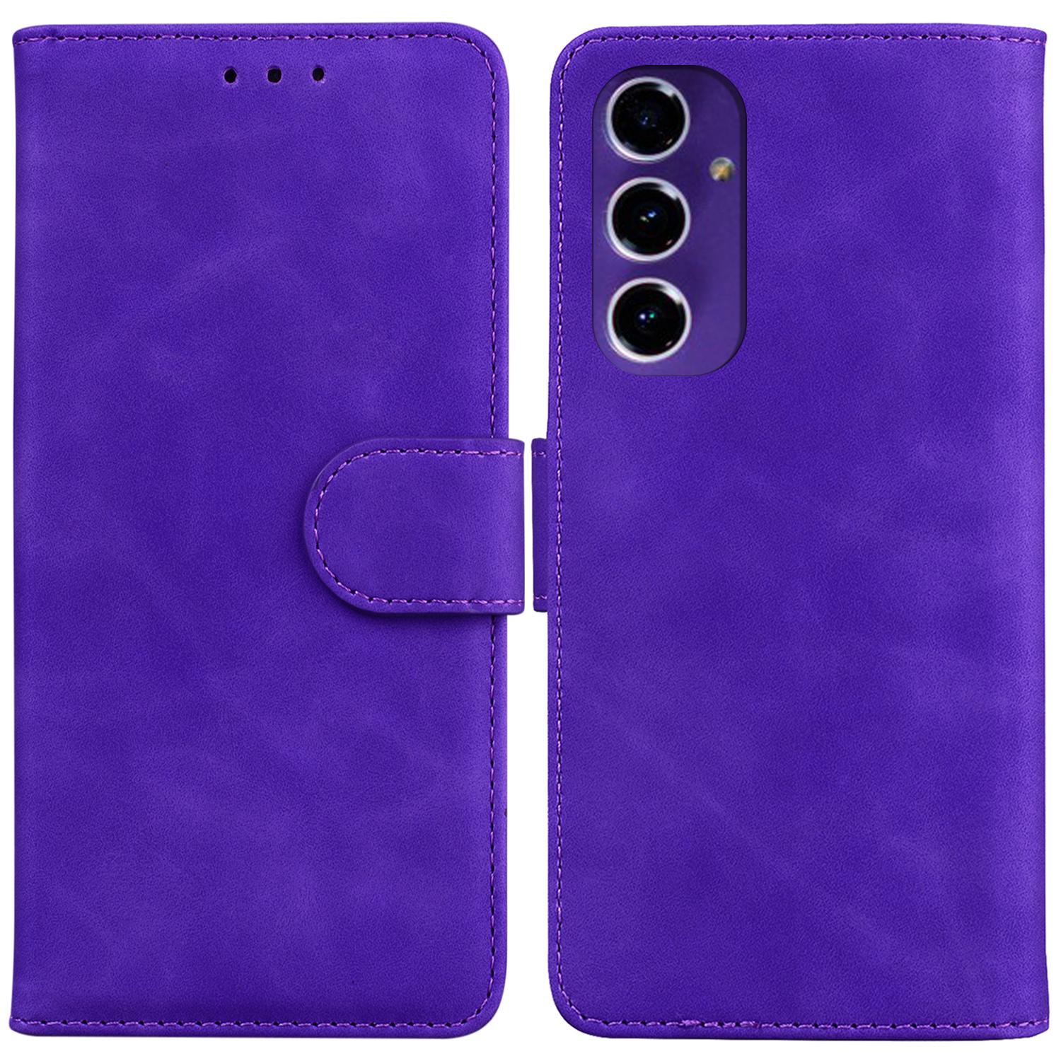 

For Samsung Galaxy S24 FE Anti-Scratch Phone Case TPU+PU Leather Phone Stand Cover Purple