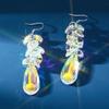 Fashion Long Tassel Ab Color Crystal Dangling Earrings For Women Temperament Elegant Engagement Party Jewelry Gifts