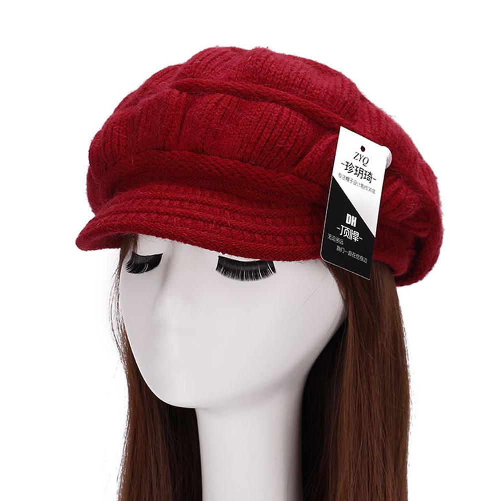 Knitted Woolen Cap Women Ladies Beret Winter Warm Baggy Beanie Crochet Hat Ski Cap