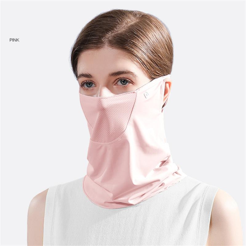 Women Ice Silk Sunscreen Shawl UV Protection Face Cover For Outdoor Riding