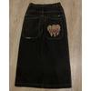 Loose Fit Straight Leg Denim Jeans Men - Washed Blue Black Gray Vintage Harajuku Hip Hop Style Mid Rise