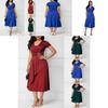 Elegant Plus Size Summer Vogue Sexy Asymmetric Hem V Neck Mini Dress For Parties