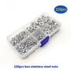 220Pcs Hex Nylon Insert Self Lock Nut Nylock Locknut Assortment Kit Set M3 M4 M5 M6 M8 304 A2-70 Stainless Steel