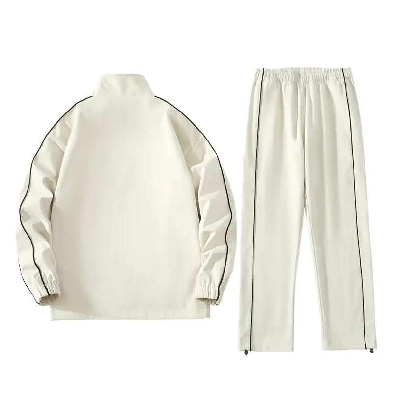 Męska odzież sportowa Czas wolny Fitness Młodzieżowy jednolity kolor Trend Studencki Wszystko Dwuczęściowy garnitur z waflową tkaniną