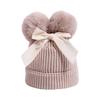 Double Ball Bow Cross-border Preferred Baby Hat Yarn Children's Hat Thickened Baby Hat Children's Knitted Hat