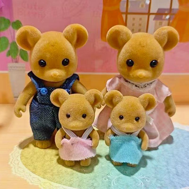 Forest Family Reindeer Rabbit Panda Animal Simulation Dollhouse Furniture Toy Set House Accessories Christmas Gifts