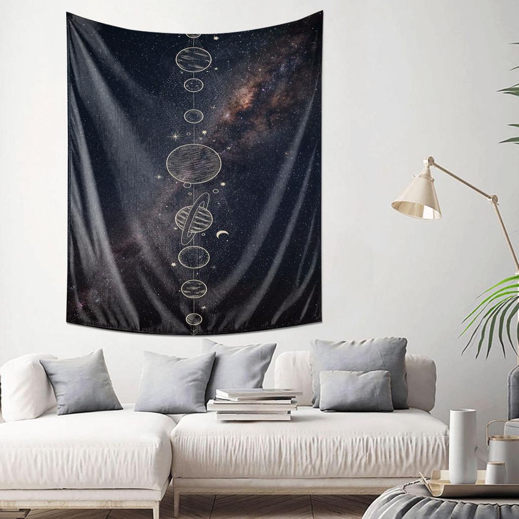 Starry Dream Wall Hanging Cosmic Planet Theme Decorative Hanging Cloth Tapestry