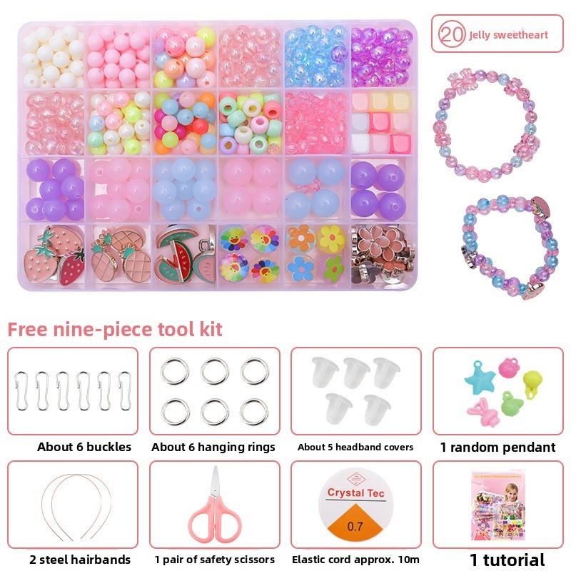 Children Bead Crafting Set Colorful Plastic Materials Handmade Accessories Gift