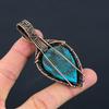 Blue Turquoise, Moonstone Gemstone Pure Copper Wire Wrapped Designer Handmade Pendant Jewelry Gift For Her