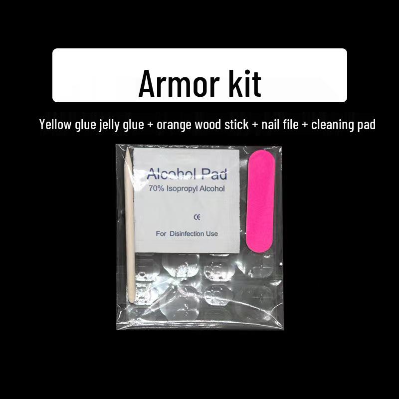 

Набор накладных ногтей: Пилка, Набор для маникюра, Ватные диски, Спиртовые салфетки, Апельсиновая палочка, Двусторонний клей, Шлифовальный блок.