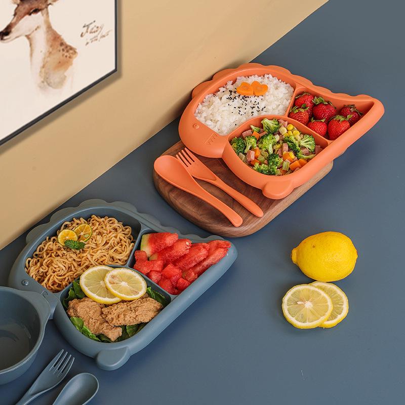 Adorable Dinosaur Children's Dining Set: Durable Plate, Spoon, Fork, and Bowl