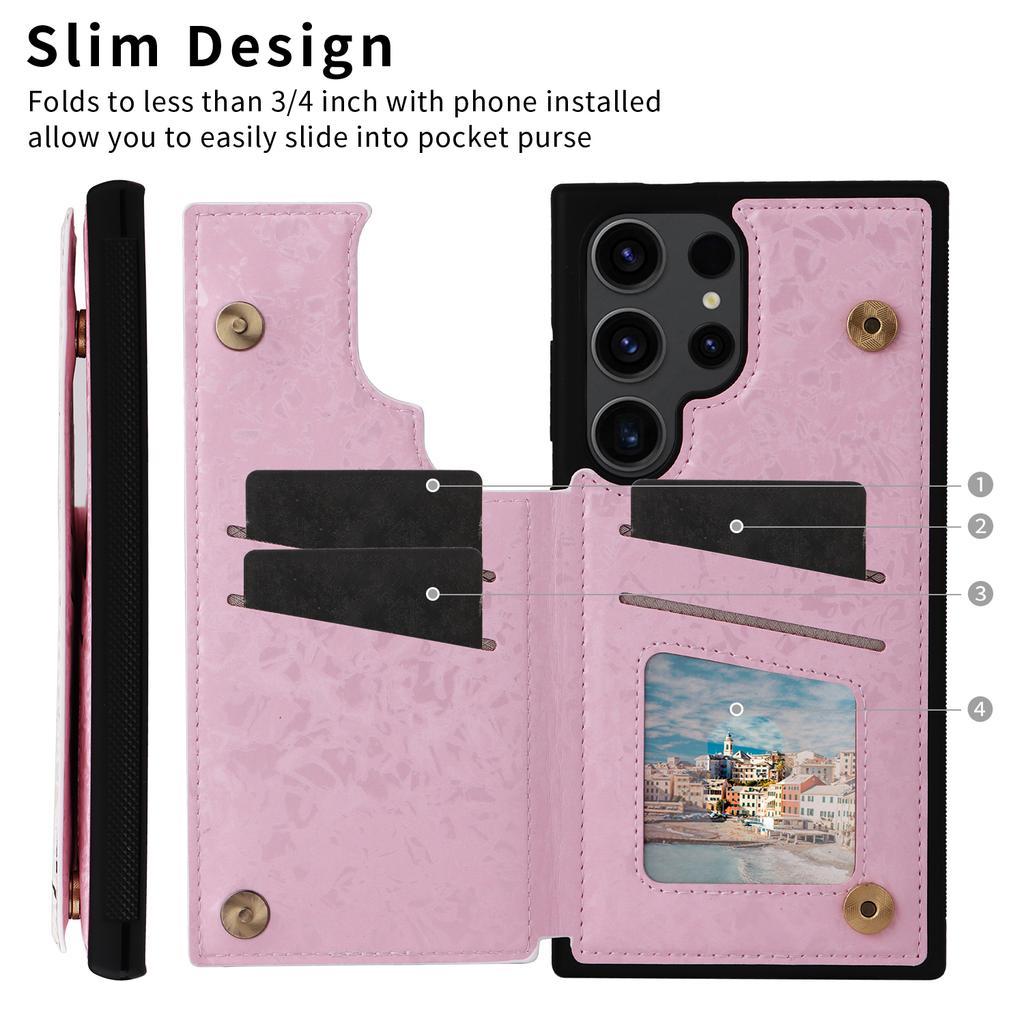 For Samsung Galaxy S23 Ultra Case Kickstand PU Leather+TPU Floral Phone Cover