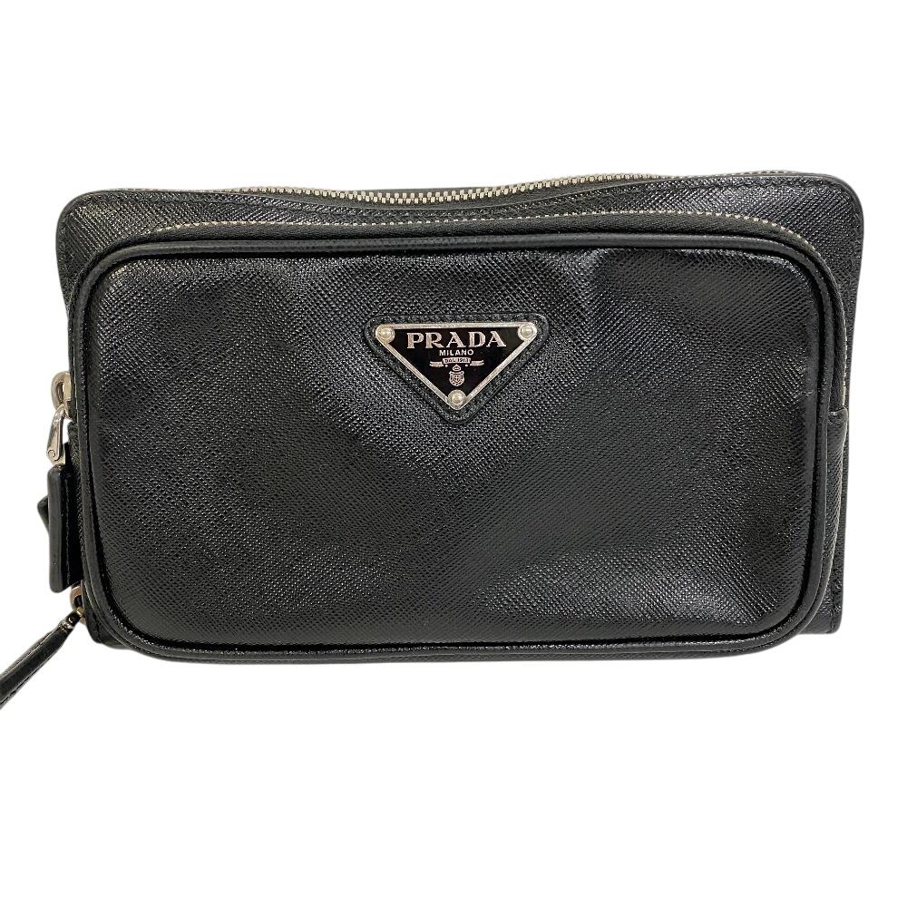 

PRADA 2VH156 Waist pouch Triangle With logo leather body bag black leather mens Used