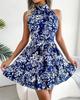 Sleeveless Dress Floral Halter Waist Dress Women