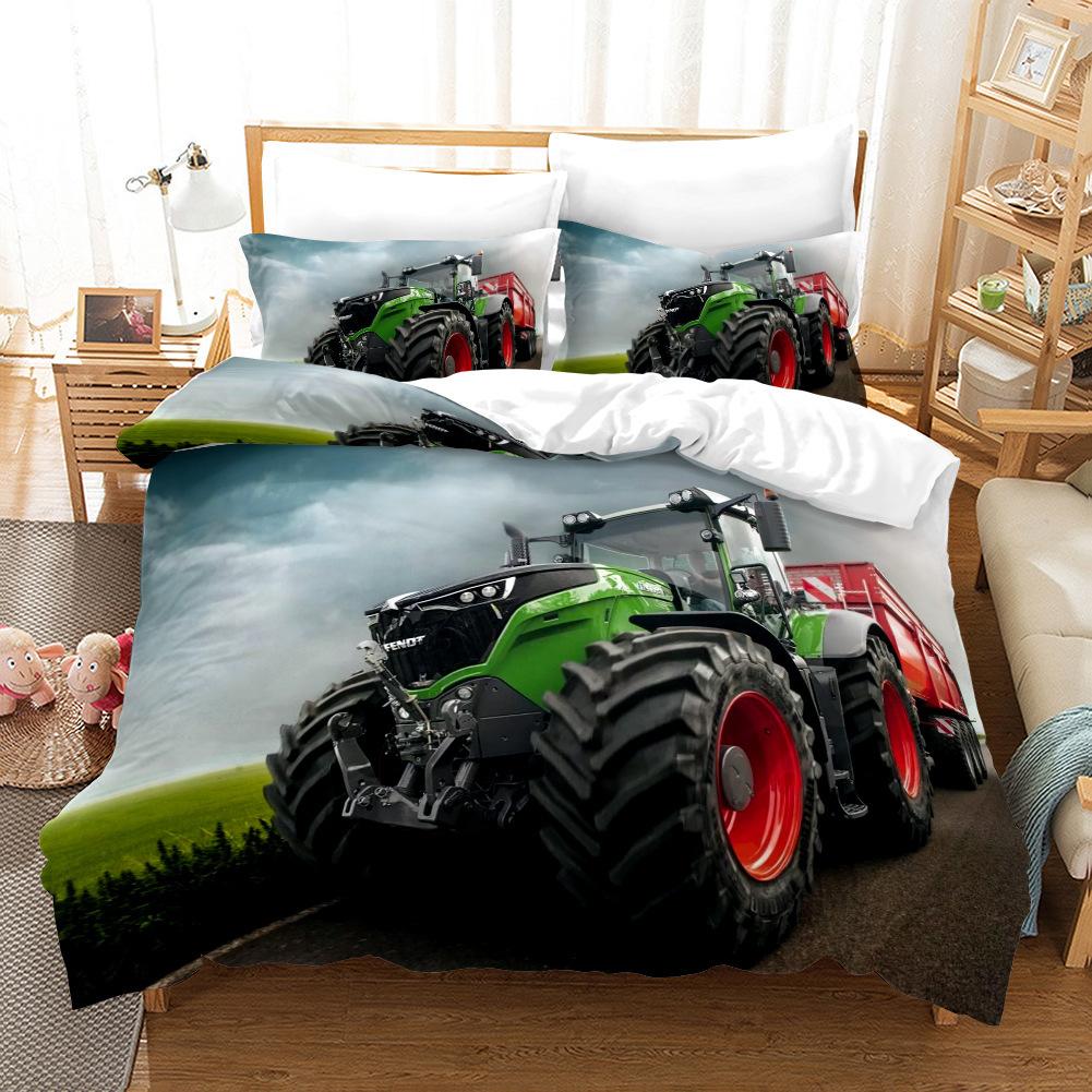 Drag Machine Product 3d Digital Printing Three-piece Quilt Cover Set
