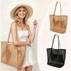 Women's Large Capacity Beach Tote Bag - Durable Polyester Woven Shoulder Bag with Open Top for Travel, Shopping