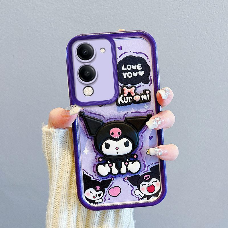 KEYSION Shockproof Case for VIVO Y04 with Lanyard Soft Silicone Cute 3D Cartoon Doll Phone Cover for VIVO Y29s 5G