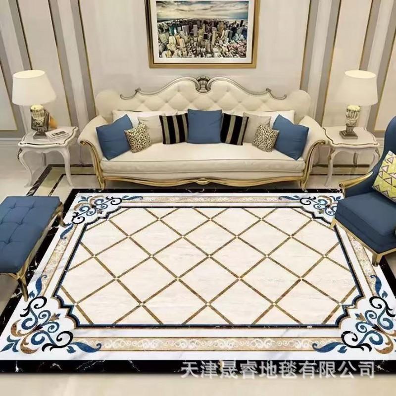 Modern Marble Print Area Rug Living Room Sofa Coffee Table Decorative Floor Mat Crystal Velvet Non-Slip Durable Washable