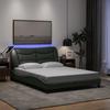 VidaXL Bed Frames with LED Lights, Double Bed with Headboard Cushion, Adult Bed, Bedroom Furniture, Modern, Grey 3213698
