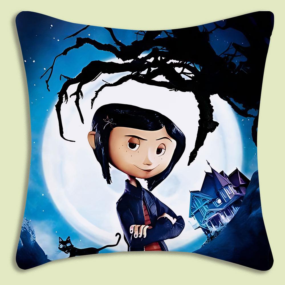Animation Coraline Pillow Covers Cartoon Sofa Decorative Home Doublesided Printing Short Plush Cute Cushion Cover