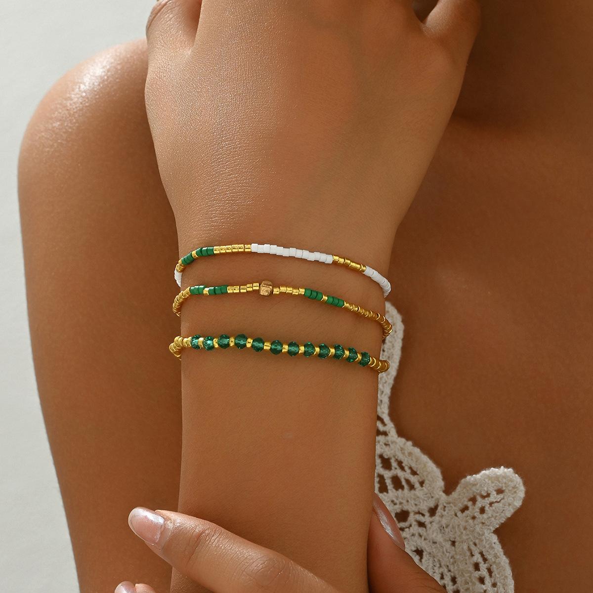 

Простой женский многослойный браслет, персонализированный богемный браслет с бисером, украшение из трех частей