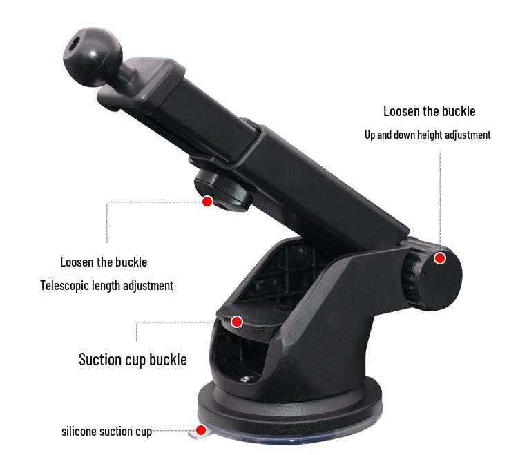 Universal Car Mount: Vent Clip, Dashboard Suction Cup, 17mm Ball Head Navigation Bracket