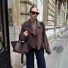 Women'S Casual Loose Double Buckle Lapel Temperament Woolen Jacket