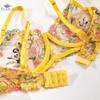 Vibrant Floral Embroidery Underwire Thong Thigh Straps Lingerie Set