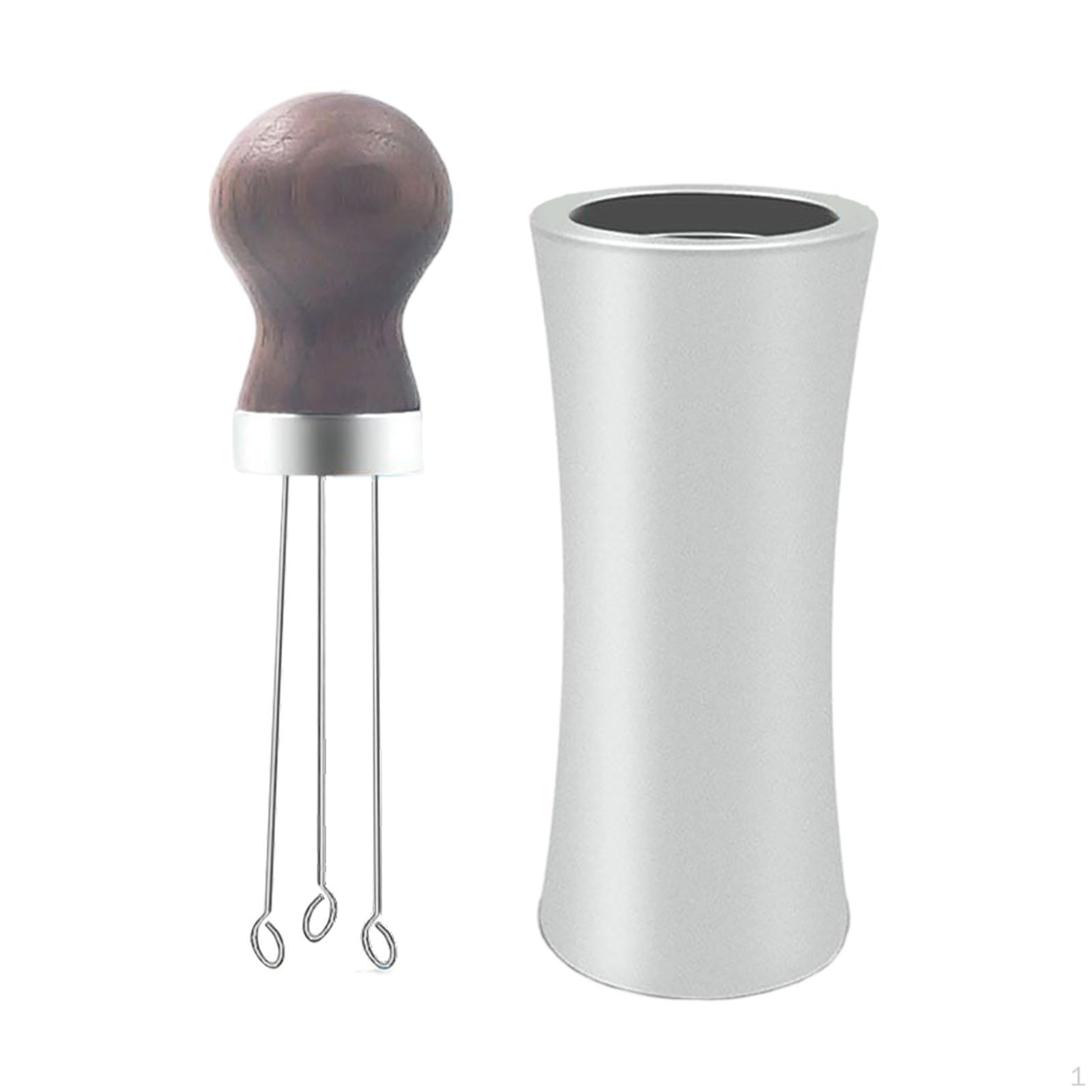,Stainless Steel Coffee Distributor Leveler,Wood Handle with Holder Barista Dispenser,Coffee Tamper Walnut