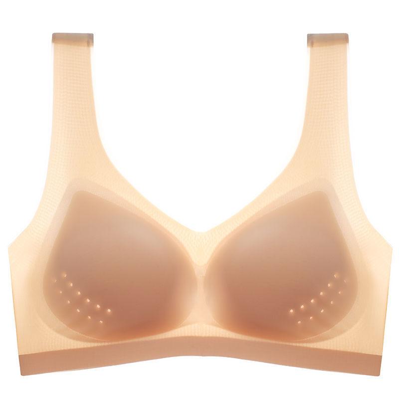 

Ультратонкое бесшовное дышащее нижнее белье из ледяного шелка с боковой грудью без стальных колец Большая грудь, маленький внешний вид и красивая спина для женских бюстгальтеров M бежевый