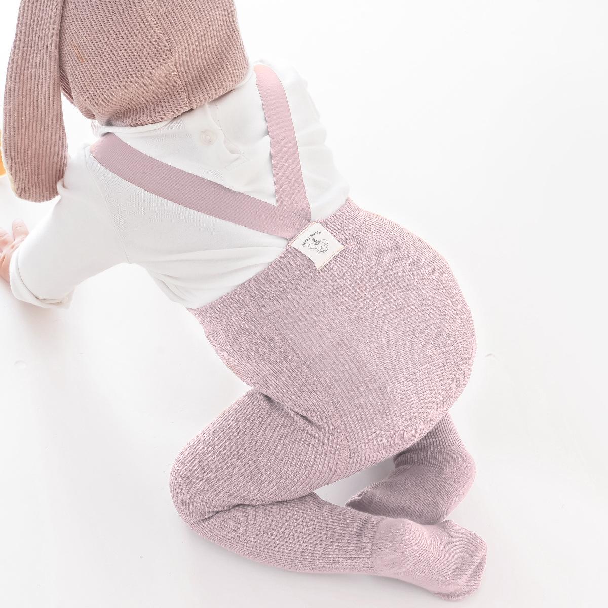 

Spring/Autumn Girls Fashion Pinstripe Weightlifting Overalls - Versatile Solid Color Footed Leggings in European & American Style S for 65-75cm