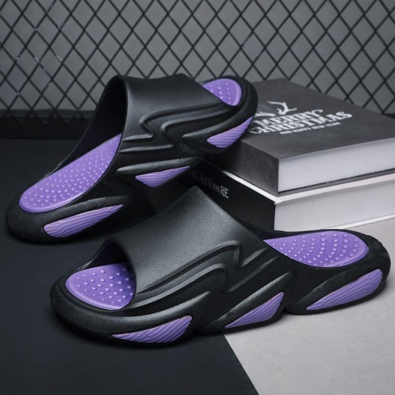 

Летние мужские массажные тапочки 2025 года, сандалии для дома и улицы, пляжная повседневная обувь, нескользящая платформа из ЭВА, мягкая подошва, шлепанцы 45-46 фиолетовый