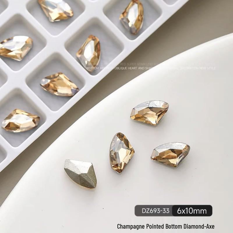 K9 Champagne Nail Art Rhinestone Jewelry - High Quality Irregular Crystal, Fat Square, Water Drop, Heart-Shaped Decorations