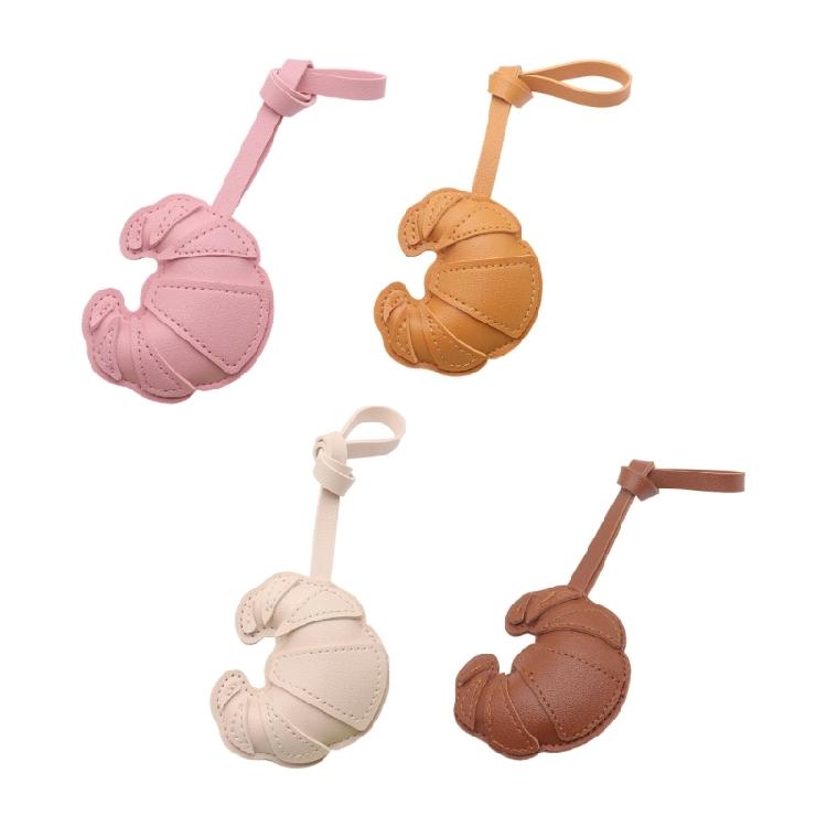 Versatile Mini Croissant Keychain Leather Patch Decors Stylish Accent Keychain Ornament For Purses Rooms