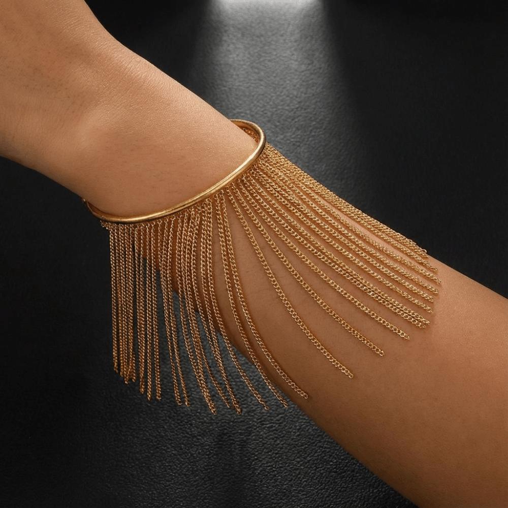Zinc Zinc Alloy Fringe Arm Cuff Bangle Exquisite Open Upper Arm Chain Fashion Tassels Armband  Party