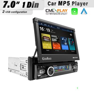 7-calowy Bezprzewodowy Android Auto CarPlay 1DIN Odtwarzacz Multimedialny MP5 z Wysuwanym Ekranem Dotykowym Mirror Link Samochodowy BT/FM/USB/AUX