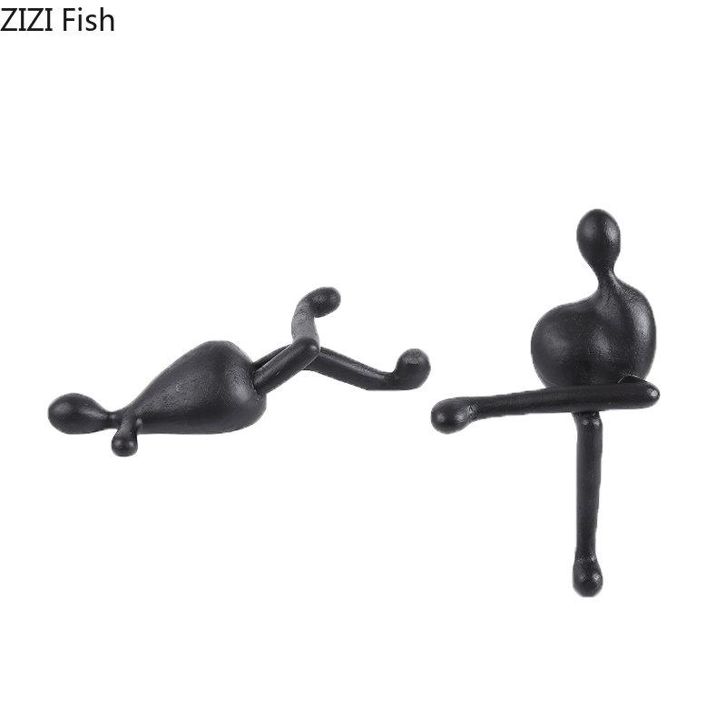 Black Abstract Characters Resins Sculpture Creative Furnishings Desk Decoration Simplicity Figures Statue Modern Home Decor