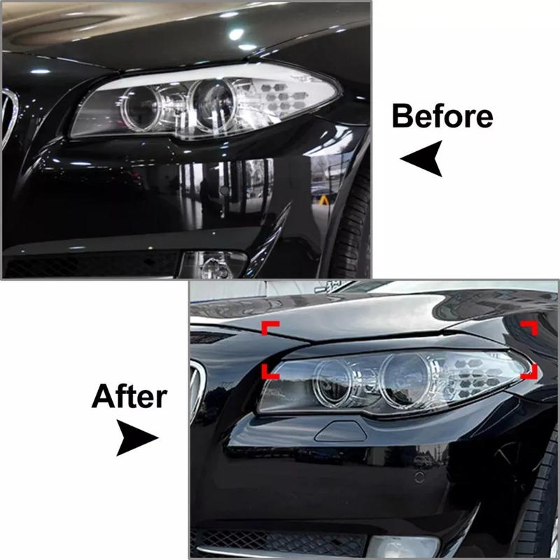 1 Paar Scheinwerfer-Augenbraue Augenlid Lampenverkleidung Abdeckung Für BMW 5er F10 F11 F18 2011-2014 Glänzend Schwarz Böser Stil Aufkleber