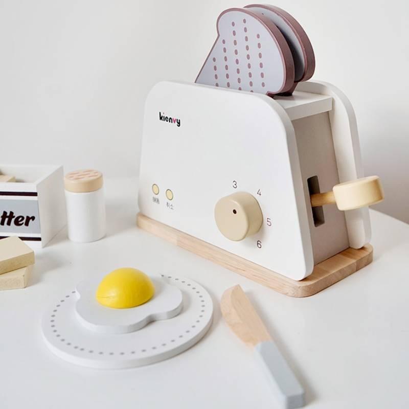 Wooden Fake Kitchen Coffee Maker With Juicer Playset For Kids