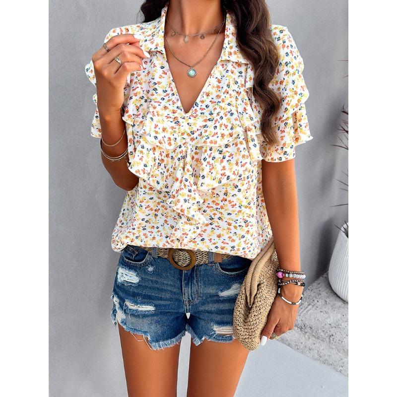 Women Elegant Summer Style Printed Short Sleeved T-shirt