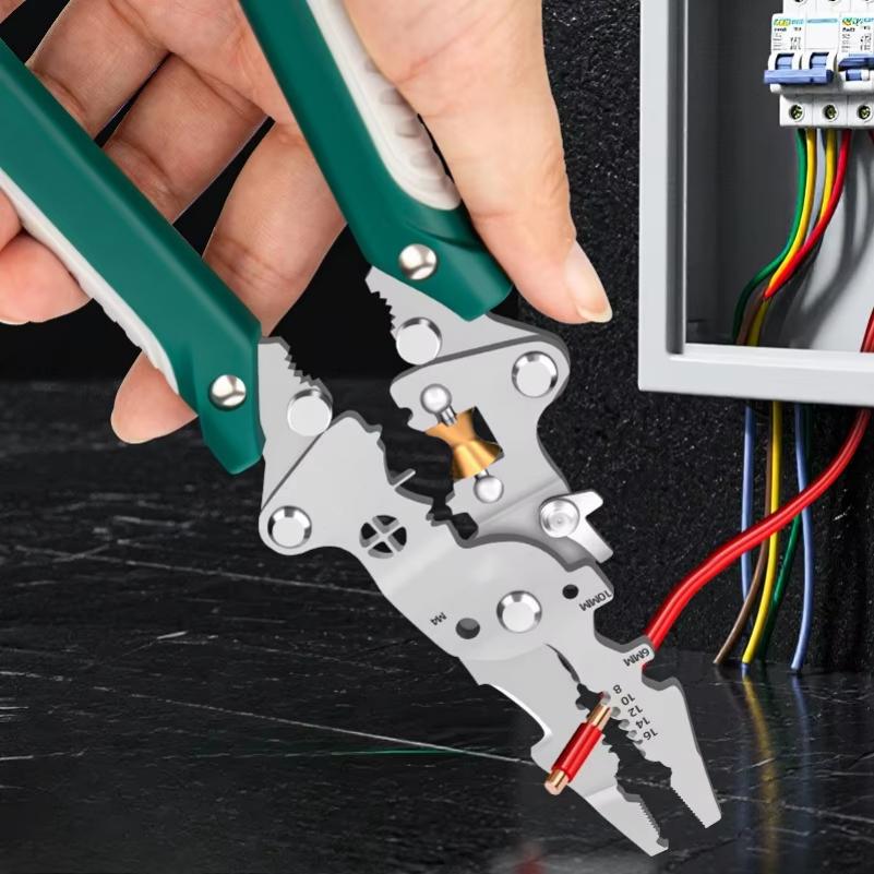 Foldable Wire Stripper, Pulley Design Multi-function Electrician Wire Splitter Wire Winding Pliers Crimping Pliers Hand Tool