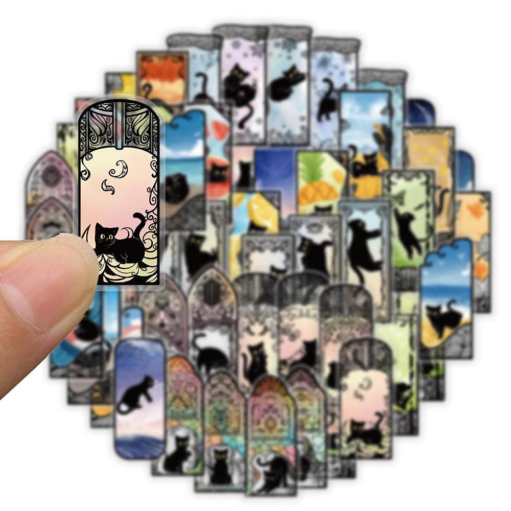 10/30/50pcs Transparent Black Cat Stickers Cute Cartoon Waterproof Decals DIY Notebook Luggage Scrapbook Kawaii Graffiti Sticker