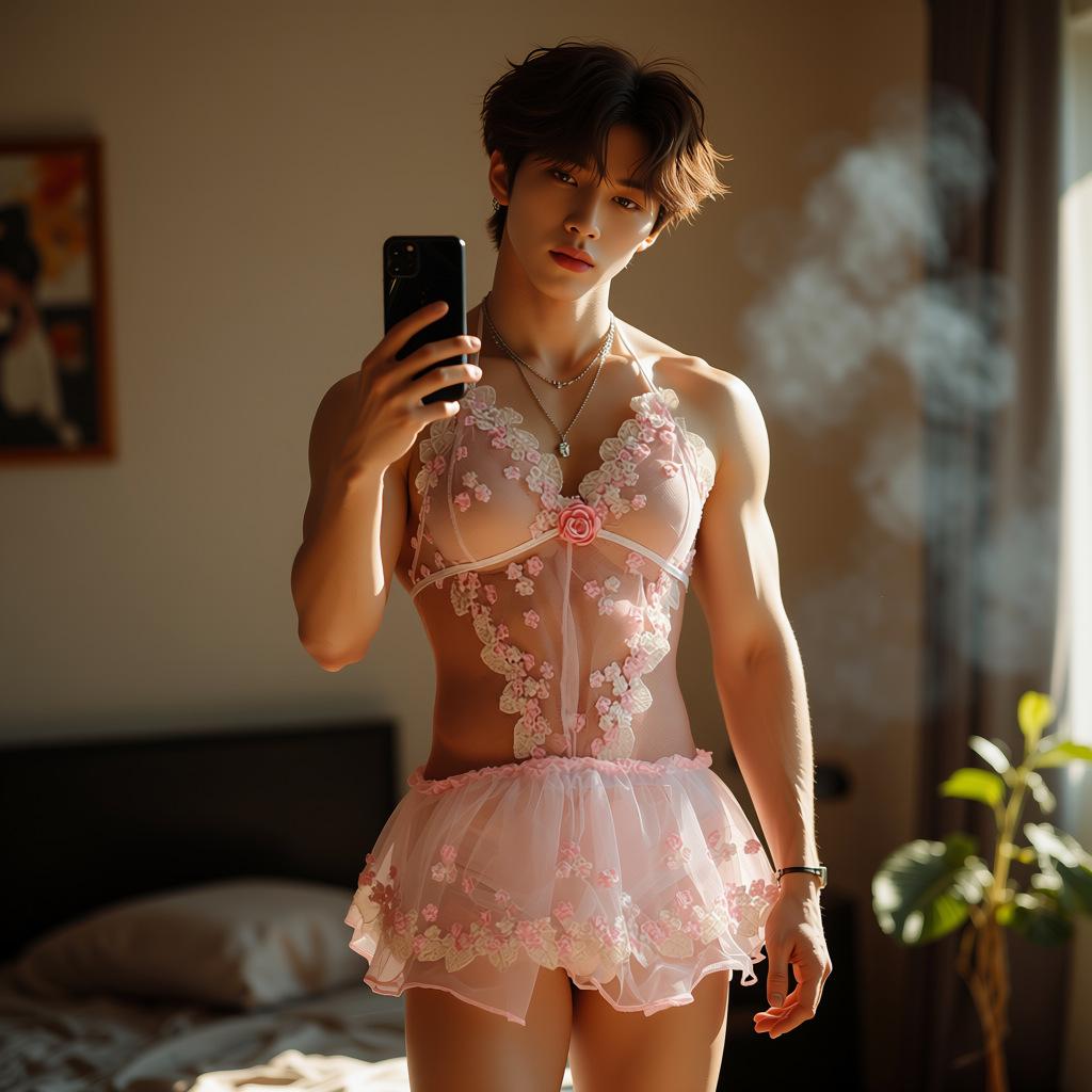 Men's Sexy Lingerie, Wedding Dress Slip, pink Pure Desire, Men's Erotic Lingerie