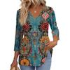 Women's T Shirt Print 3/4 Sleeve Fashion Basic V- Neck Regular Top