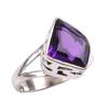 Natürlicher afrikanischer Amethyst Edelstein Handarbeit 925 Massiv Silber Geschenk Ring S.7 W8j49