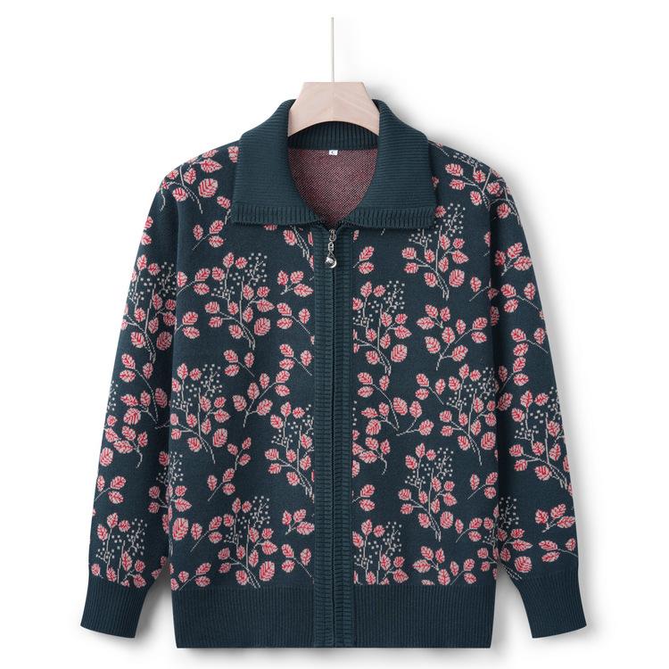 

Женский кардиган-свитер для женщин среднего и пожилого возраста, бабушки, весенне-осенний, 60 лет, 70, для мамы, осенне-зимняя куртка, повседневный топ на молнии 5XL зелёный