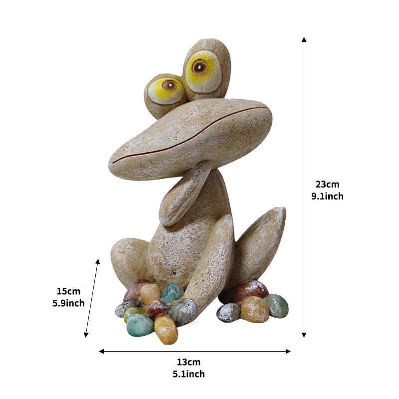 1 Stück Kreative Frosch-Dekoration Gartenhof-Skulptur Arbeitszimmer Schlafzimmer Harz-Dekoration Handwerk
