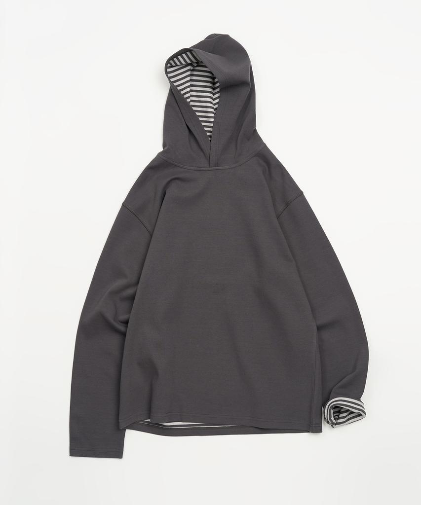 Striped Hooded Long Sleeve (Charcoal)